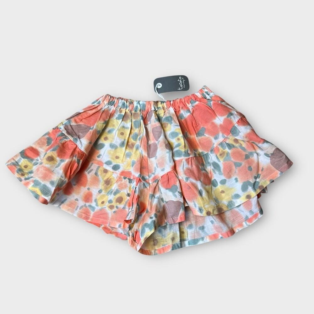 Tocoto vintage Spain cotton/linen ruffle watercolor floral shorts size 6